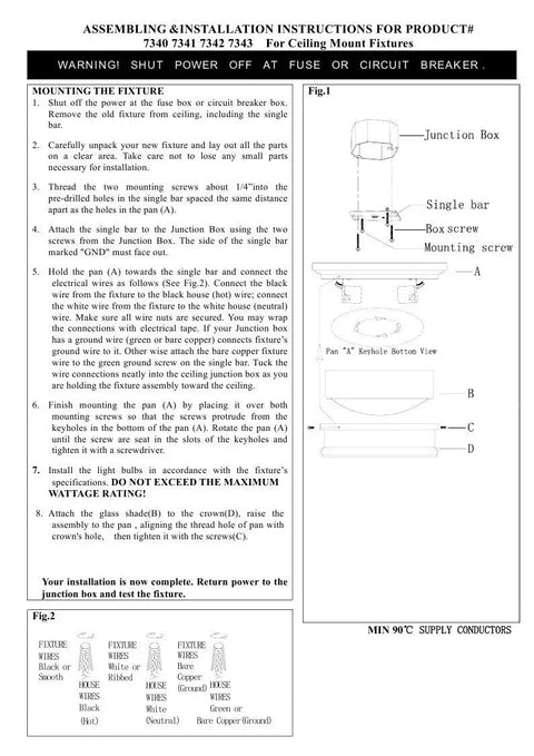 Assembly instructions for Antique Brass Two Light Ceiling Mount Fixture With Transitional Design For Living Rooms And Hallways Modern Vintage Lighting That Brings Classic Vibes To Your Everyday Home Style, including diagrams and installation steps.