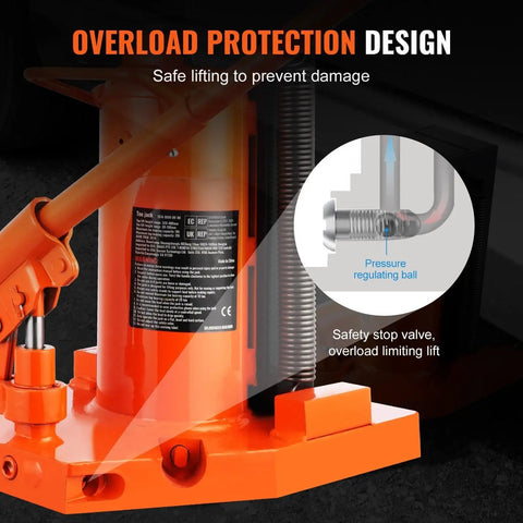 Heavy Duty Hydraulic Toe Jack Offering Five Ton Lift And Ten Ton Top Hoist For Shops And Factories with overload protection design.
