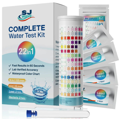 22 In 1 Water Testing Kit With 125 Strips For Home And Well Water Quick Readouts For Bacteria pH Hardness Lead Iron Copper Chlorine Cyanuric Acid And More So You Can Test Like A Pro