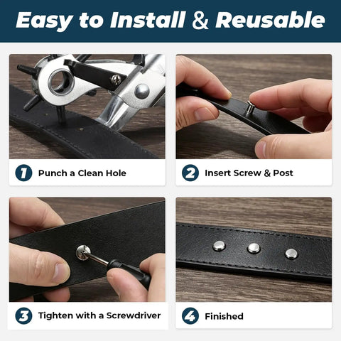 Top Shelf M3 X 12mm Chicago Binding Screws 40 Set Kit Made From Tough 304 Stainless Steel Cross Head Machine Bolts installation steps on leather.