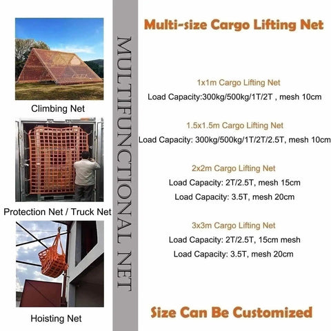 Heavy Duty Cargo Net For Lifting And Securing Loads Tear Resistant Nylon Sling Net For Trucks And Trailers Tough As Nails Industrial Grade Polyester Flat Hanging Net Size 1 X shown in use for industrial lifting and protection.