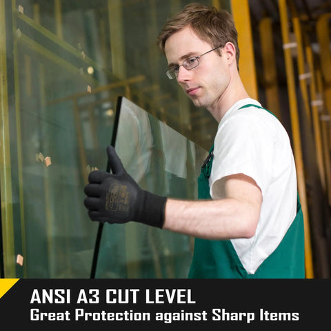 A3 Cut Resistant Gloves With Nitrile Grip Coating For Fishing And Woodworking, Touchscreen Safe Work Gear With Superior Grip