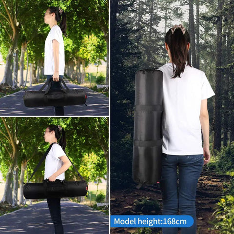 All Around Thick Padded Tripod Carry Case Built Like A Tank Fits Camera Stands Up To Twenty Five Inches Portable Gear Sleeve Travel Pouch shown being carried outdoors.