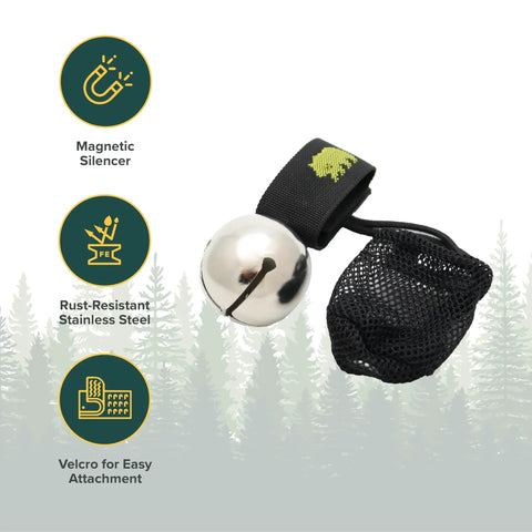 Bear Bell With Magnetic Silencer For Hiking Safety And Wildlife Awareness, Quiet When Not In Use, Attach To Pack, Jacket, Hat, Or Boots