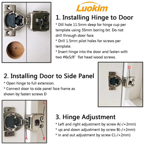 Installation guide for Forty Pack Pro Grade Soft Close Cabinet Hinges For Face Frame Doors One Quarter Inch Overlay Satin Nickel.