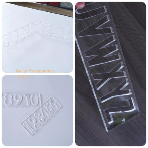 Uppercase Letter And Number Router Templates For Woodworking One Quarter Inch Thick Clear Acrylic Inlay Set