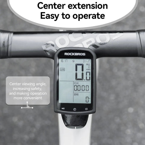 Aluminum Headset Bike Computer Mount With Centered View For A NoLook Front Dash, adjustable angle, on bike handlebars with display.