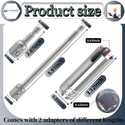 Power Drill Jack Adapter For Scissor Jacks Three Eighths Socket RV Trailer Drill Kit With dimensions 2.87 to 5.91 inches