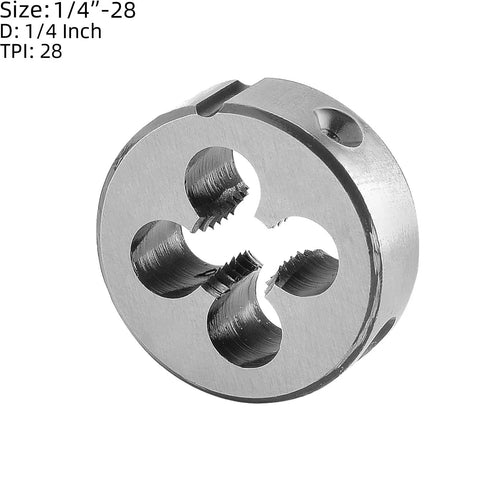 One Quarter Inch 28 UNF Tap And Die Set Right Hand For Machine Threads, featuring alloy steel die with 1/4 inch size