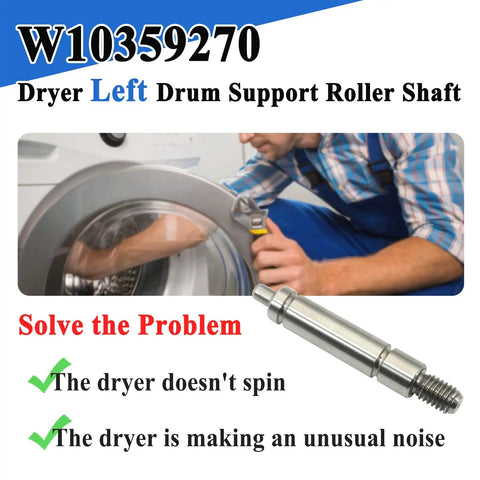Left Side Dryer Drum Shaft Roller Replacement Kit For 27 Inch Dryers Replaces AP6020387 WPW10359270 in use