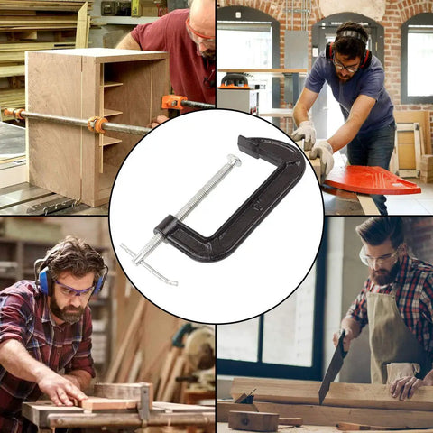 Heavy Duty Beefy 4 Pack 6 Inch C Clamp Set With Malleable Iron Build, 1350 Lbs Clamping Power used in woodworking and metalworking