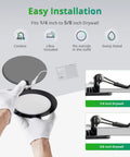 Hands installing Six Inch Recessed Lighting Kit With Six Color Temperature Modes 2500K To 5000K Dimmable 1100 Lumens 12W Black with J-Box