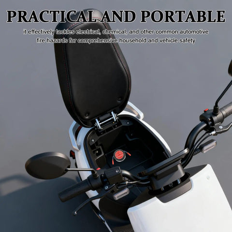 Automatic Aerosol Fire Extinguisher Packs Badass Adhesive Mounting Straight Into Car Engine Bay For Instant Heat Activation Flame Control That Keeps Your Daily Ride Safe Every Single Trip in scooter compartment.