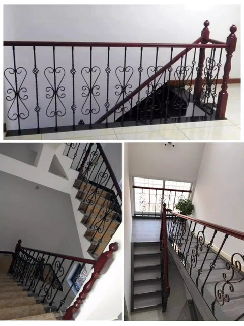Top Shelf Black Wrought Iron Railing Posts And Balusters For Deck Backyard Porch And Balcony, 37 Inch Rock Solid Anti Rust Banister Spindles For Quick Diy Install, 30 Pack on staircase.