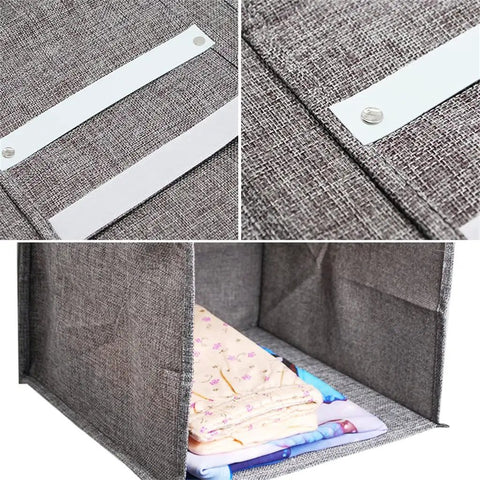 Kick Up Your Closet Game With This Slick Hanging Wardrobe Organizer Featuring A Spacious Mezzanine Drawer And Multi Pocket Portable Rack In Beige For Straight Up Simple Home Storage - close-up of gray textile organizer with storage compartments.