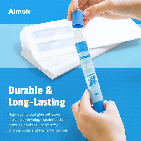 Quick Drying Envelope Moistener And Sealer With Ultra Fast Adhesive Glue For Letters And Mail Perfect For Home Office Ditch The Lick And Slap It On Dries Crystal Clear In Minutes 4 Pack with cap being unscrewed