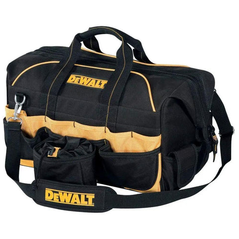 Rugged 18 Inch Tool Bag With 28 Pockets Including 3 Flap Pockets And A Drawstring Pocket Built From Heavy Duty Poly And Ballistic Fabric
