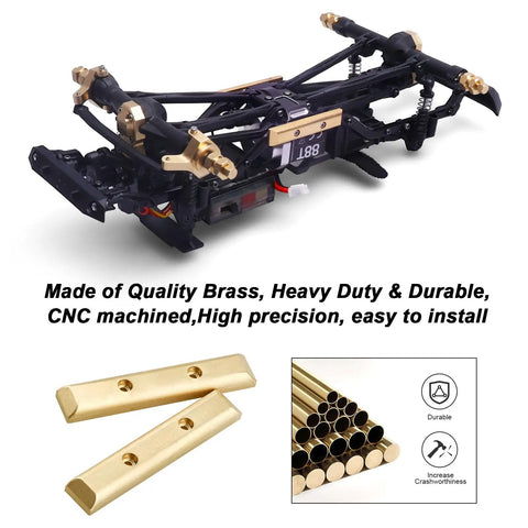 Brass Boulder Bar Weights For 1/24 Axial SCX24 Deadbolt Gladiator Bronco Jeep RC Crawler Cars 2-Pack with CNC machined brass