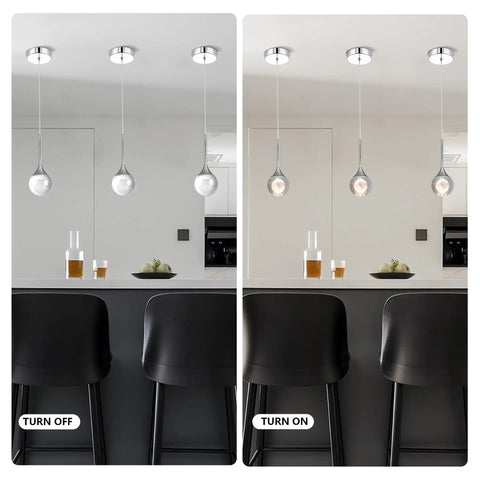 Room with Crystal Pendant Light With Moon Glow, Modern Chrome Finish, Dimmable LED 5W Mini Hanging Light For Kitchen Island Lighting