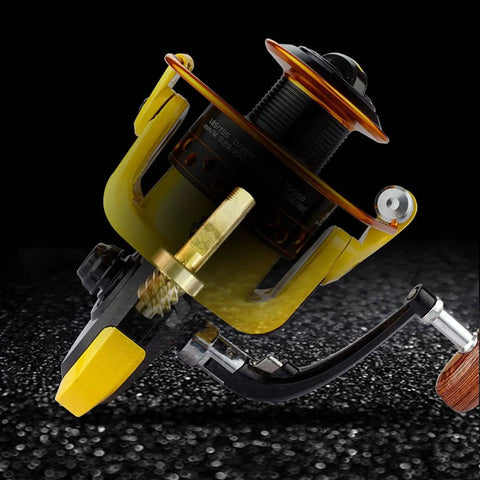 High Speed Fishing Reel With Gear Ratio Five Point Two To One Yellow Metal Casting Reel For Freshwater And Saltwater