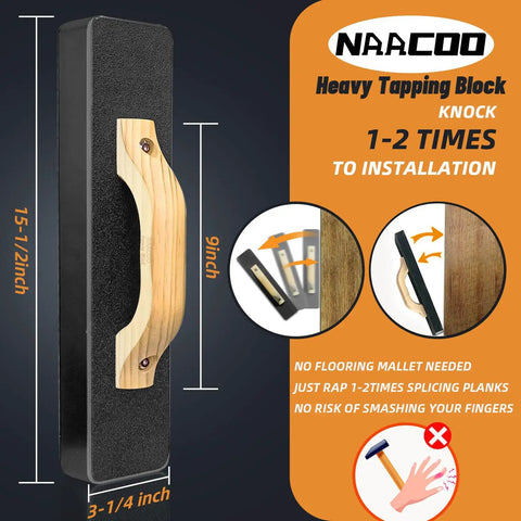 Pro 5 In 1 Flooring Installation Kit With Tapping Block Heavy Pull Bar showing dimensions and features