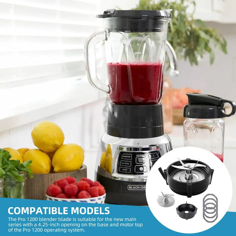 Pro 1200 Blender Replacement Parts Kit With Stainless Steel Cutter Blade Jar Base Cap And Four Silicone Gaskets Complete Workhorse Go To 3 In 1 Set For 1200 Series Blenders, blender blade and gaskets