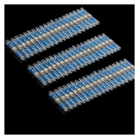 Ultimate 140 Pc Insulated Solder Seal Sleeve Splice Terminals Kit For Heavy Duty Heat Shrink Electrical Wire Butt Connectors That Are Totally Rad And Easy To Install For Any AWG 16-14 Project You Might Have This Season, 140-piece blue clear connectors