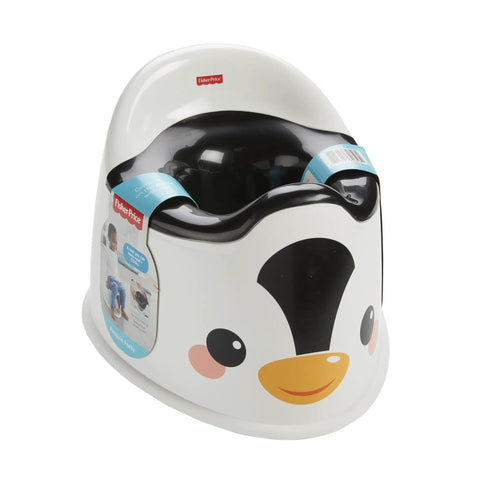 Nifty Toddler Potty Training Seat With A Cool Penguin Face and sturdy grasp handles for little ones featuring a removable bowl.