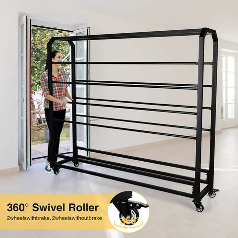 Adjustable Hanging Rod Bracket Floor To Ceiling Fabric Display For Quilting DIY Crafters Indoors with 360° swivel wheels