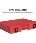 Red blow molded case for 3/4 Inch Drive Jumbo Impact Socket Set, 21 Piece Shallow SAE Sockets From 3/4 Inch To 2 Inch.