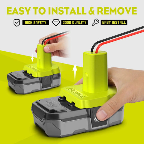 Power Wheels Adapter For Ryobi 18V One Plus Batteries P108 P107 P102 Dock Power Connector installation with hands