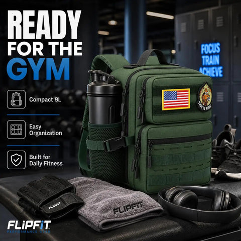 9L Mini Tactical Backpack For Men And Women in gym setting, Lightweight Waterproof 1000D Oxford Gear Bag for Gym, Hiking, Travel and Camping