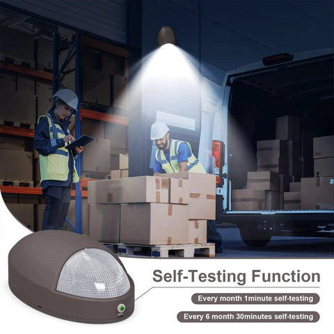 Outdoor LED Emergency Light With Battery Backup Photocell Sensor Self Test Diagnostics Aluminum Exterior Waterproof