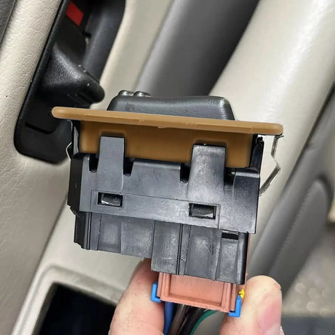 Rear Power Window Switch Trim Replacement For Escalade, Avalanche, Silverado, Tahoe, Sierra, Yukon Driver And Passenger Side Bezel Cap Cover 2000-2002 Beige installed view