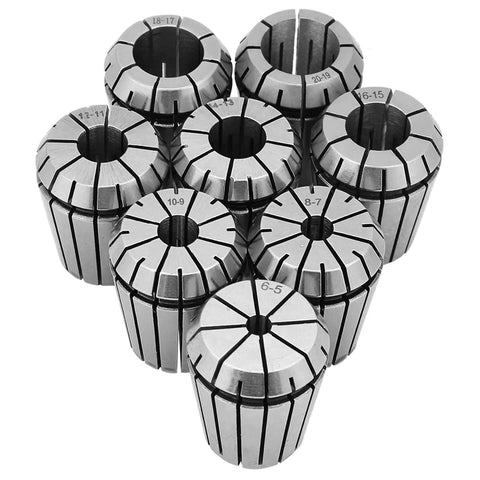 Rock Solid Er32 Collet Chuck Holder Set For Pro Milling Drilling And Boring Cnc Work showing ER32 collets arranged in a set.