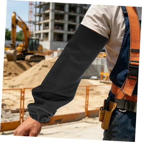 Heavy Duty Welding Arm Sleeves Heat Resistant Cotton Forearm Guards in use on a construction site for safety.