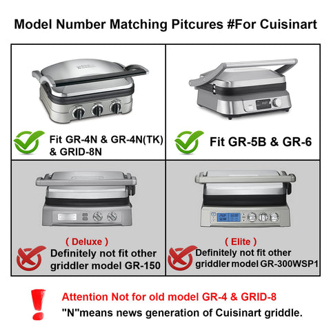 Model compatibility chart for Heavy Duty Replacement Waffle Plates Compatible With Standard Contact Grills.