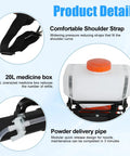 Beast Mode Gas Powered Backpack Fogger Sprayer With 15.8 Gallon Tank 2.13kW Engine Running At 7500rpm showing features