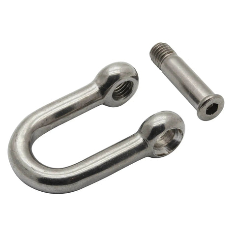 BoatTector Stainless Steel D Shackle With No-Snag Pin 5/16 Inch, 2 Pack For Marine Use, Heavy Duty 316 Stainless, Corrosion Resistant, WLL 1300 Lbs