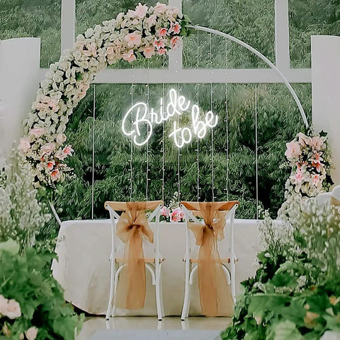 Bride To Be LED Neon Wall Sign For Christmas Bridal Shower Bachelorette Party Engagement Gift Wedding Decor Light That Sets The Mood And Keeps The Party Lit All Night Long glowing on wedding backdrop with floral arch