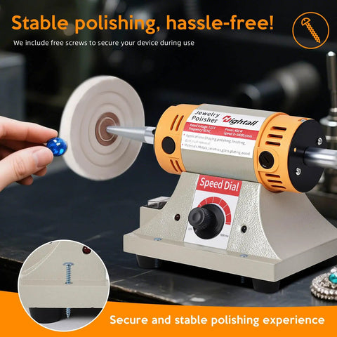 All In One Jewelry Polishing Kit For Bench Grinder with person holding gem near cloth wheel