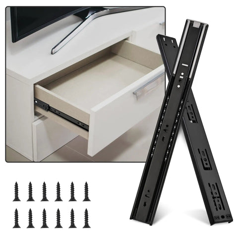 Heavy Duty 12 Inch Soft Close Drawer Slides Full Extension Ball Bearing Black Two Pair Set With 100 Pound Load Capacity