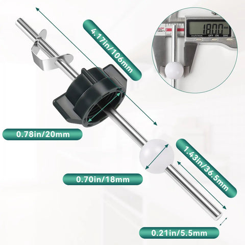 Hassle Free Swap Two Piece Sink Pivot Rod Replacement With 18 Mm Ball And Pop Up Center Piece Assembly For Delta And Price Pfister Drains Six Point Three Inches Fast Install, features 18mm ball and chrome finish.