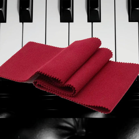 Red velvet anti-dust cloth on piano keys, part of 2 Pack 88 Key Piano Keyboard Dust Covers Red And Gray Velvet Anti Dust Cloths For Digital Electric Pianos Upright Grand Pianos Protectors Set Soft Velvet Shield To Keep Debris Off While You Play
