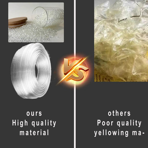 Comparison of our high-quality clear polyurethane tube and poor quality yellowing material