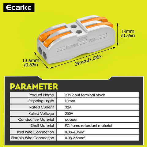 Quick terminal block for Power Wheels Adapter For Ryobi 18V One Plus Batteries P108 P107 P102 Dock, 2 in 2 out, dimensions, specs