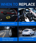 Image showing ABS light illuminated, steering wheel vibration, clunking noise, and steering wheel play as signs to replace