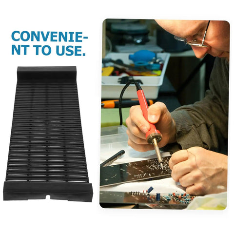 Anti Static PCB Tray Storage Rack For Circuit Boards, Slip Resistant Bracket Holder next to soldering setup.