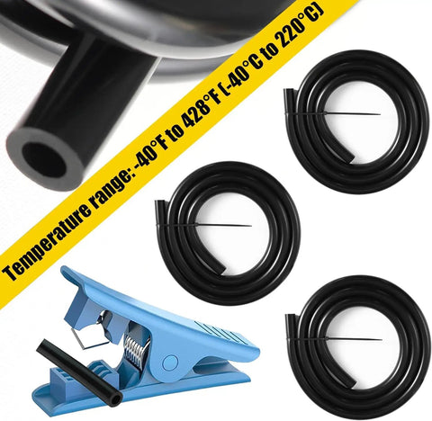 Upgraded High Temp Silicone Vacuum Hose Kit For Your Ride Includes 3 Sizes 4Mm 6Mm And 10mm Inner Diameter Plus 5 Ft Black Rubber Tubing Heavy Duty Wall Thick For Engine Bay Performance Projects That Feel Sweet, black coiled hoses and cutter