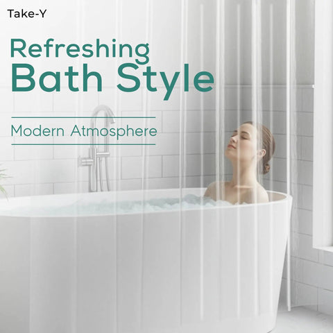 Woman relaxing in bathtub with Magnet Grip Shower Curtain Liner With Weighted Magnets, 72x72 Inches, Premium PEVA Waterproof